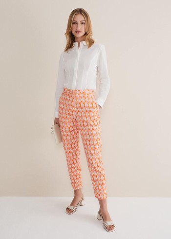 Phase Eight Elysia Geo Cigarettes Trousers Pink/Orange USA | 3628740-OH